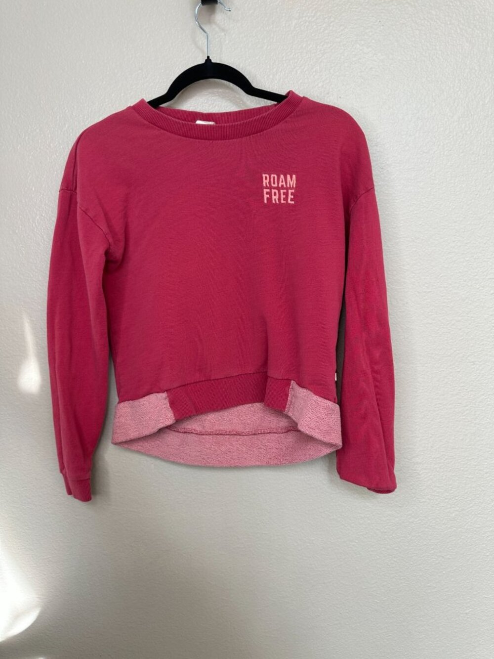 Roxy Roam Free Womens Cropped Pink Sweatshirt XS Long Sleeve Lightweight Short